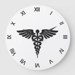 Caduceus Medical Insignia Roman Numerals Stor Klocka