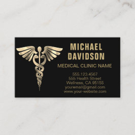 Caduceus Medical Symbol - Guld, Black, White Busin Visitkort