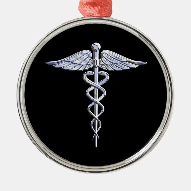 Caduceus Medical Symbol på Black Julgransprydnad Metall (Framsidan)