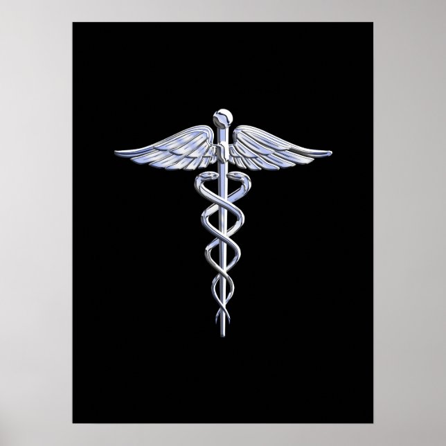 Caduceus Medical Symbol på Black Poster (Framsidan)