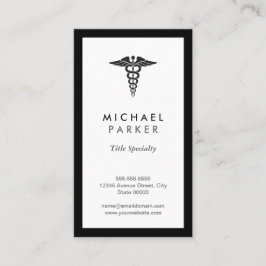 Caduceus Medical Symbol - Retro Black and White Visitkort
