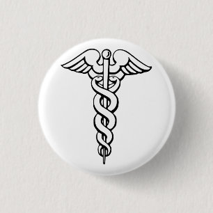 Caduceus medicinska symbol knapp