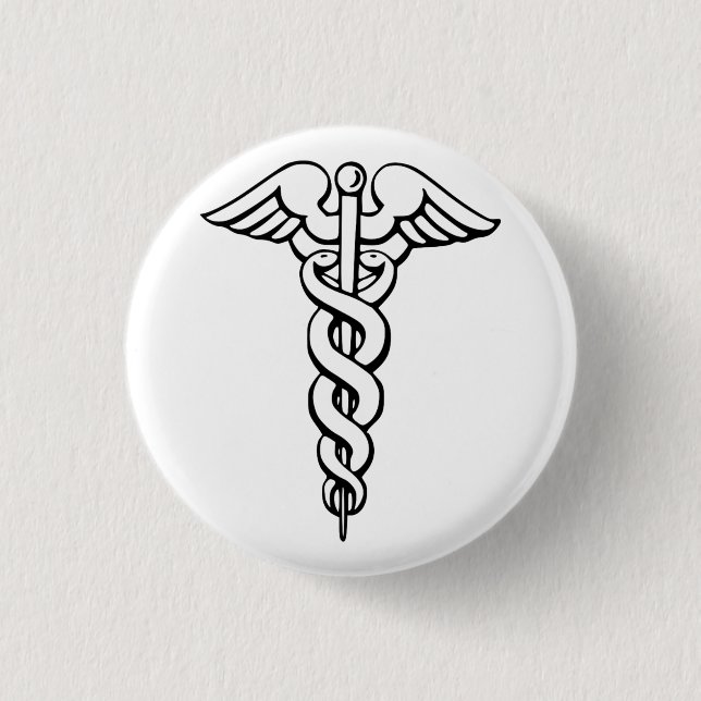 Caduceus medicinska symbol knapp (Framsida)