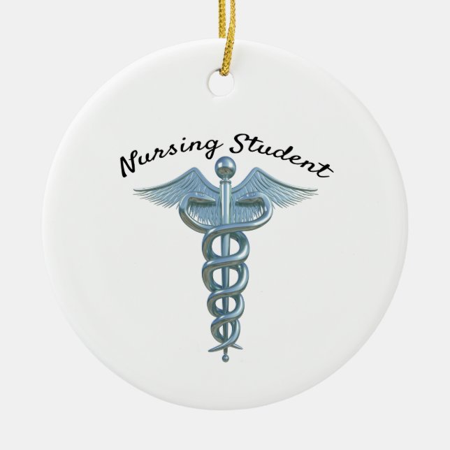 Caduceus Nursing Student Julgransprydnad Keramik (Framsidan)
