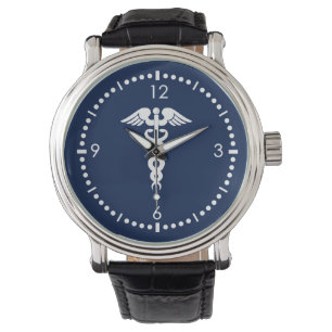 Caduceus på blåttbakgrund armbandsur