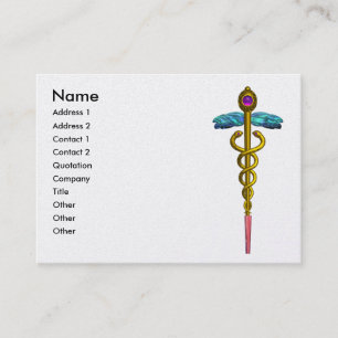 CADUCEUS, pappra pärlor, ametyst guld Visitkort