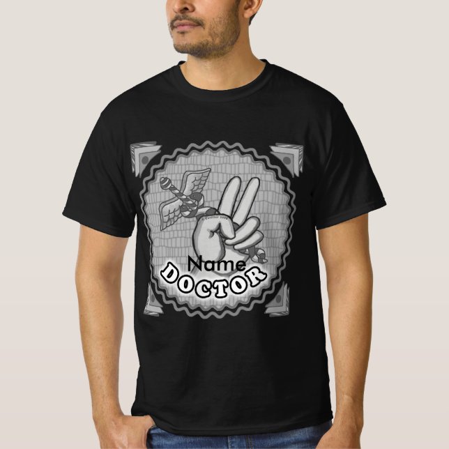 Caduceus peace doctor  t shirt (Framsida)