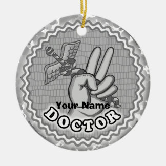 Caduceus peace doktor julgransprydnad keramik