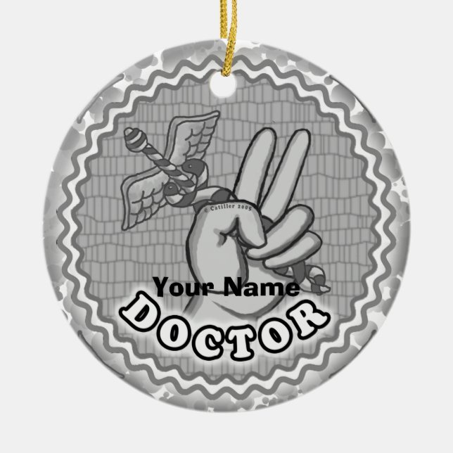 Caduceus peace doktor julgransprydnad keramik (Framsidan)