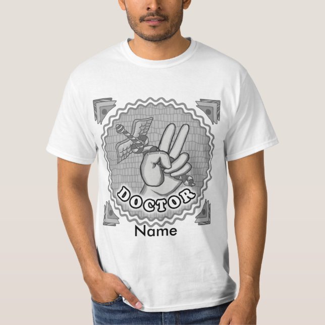 Caduceus peace doktor t shirt (Framsida)