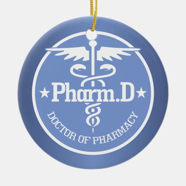 Caduceus PharmD 2 Julgransprydnad Keramik (Framsidan)