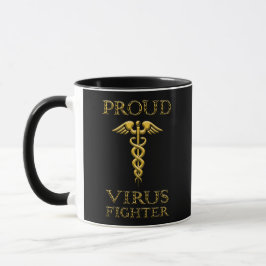 Caduceus Proud Virus Fighter Gult on Black Mugg