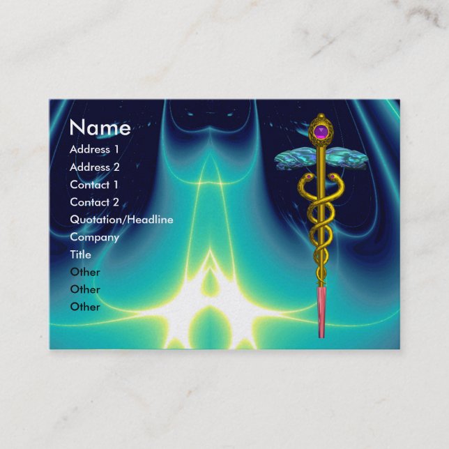 CADUCEUS, pulant ametyst guld metallic papper Visitkort (Framsida)