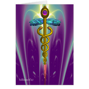 CADUCEUS, pulant guld amethyst Violet Fuchsia Hälsningskort