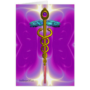 CADUCEUS, pulant guld amethyst Violet Fuchsia Hälsningskort