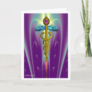 CADUCEUS, pulant guld ametyst Kort