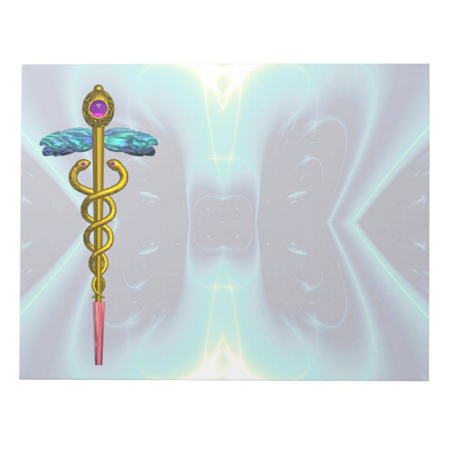 CADUCEUS, pulant guld ametyst Violet Teal Blue Anteckningsblock (Framsida)