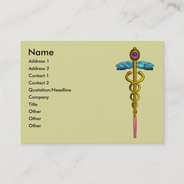 CADUCEUS, pulant guld ametyst Visitkort (Framsida)