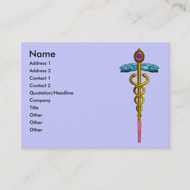 CADUCEUS, pulant guld ametyst Visitkort (Framsida)