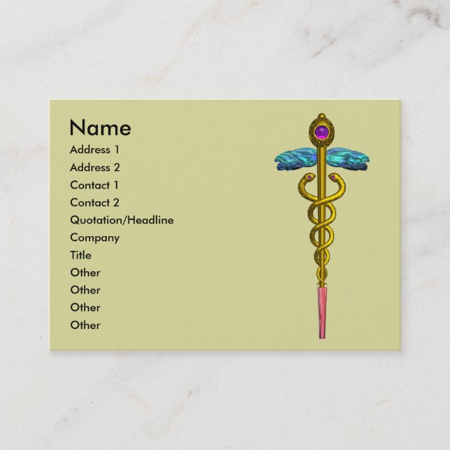 CADUCEUS, pulant guld ametyst Visitkort (Framsida)