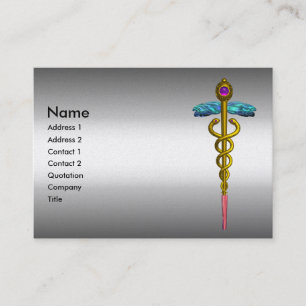 CADUCEUS, pulant platinum metallic,ametyst,guld Visitkort