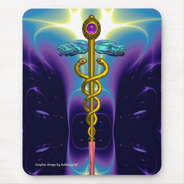 CADUCEUS , pulserande guld ametist Musmatta (Framsidan)