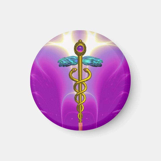 CADUCEUS, pulserande guld ametyst Magnet (Framsidan)