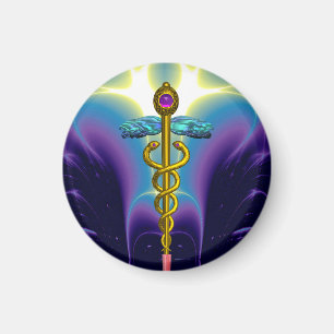 CADUCEUS, pulserande guld ametyst Magnet