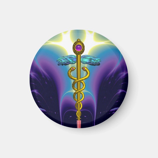 CADUCEUS, pulserande guld ametyst Magnet (Framsidan)