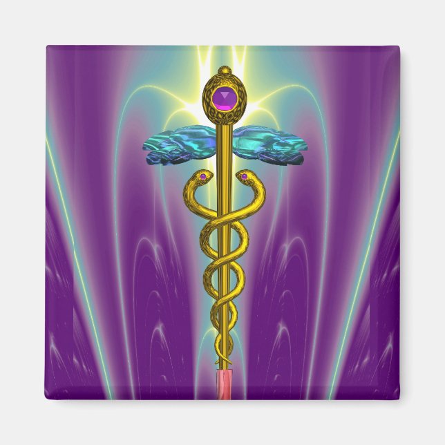 CADUCEUS, pulserande guld ametyst Magnet (Framsidan)