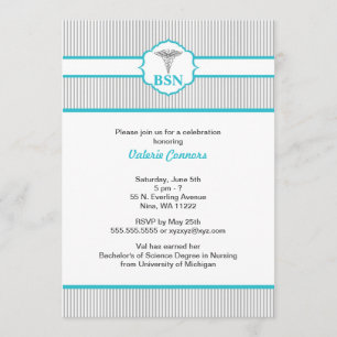 Caduceus RN BSN LPN Studenten Turquise Blue Inbjudningar