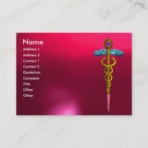 CADUCEUS RUBY vibrant guld rosa lila ,fuchsia Visitkort