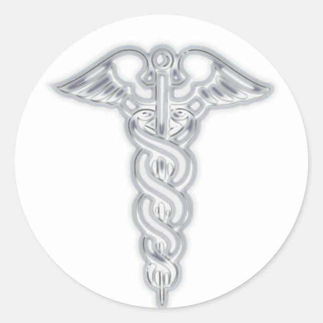 Caduceus Runt Klistermärke (Framsida)