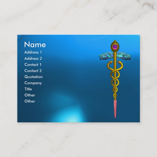 CADUCEUS SAPPHIRE, pulserande rosa blue vid guld Visitkort (Framsida)