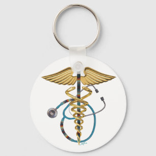 Caduceus & stetoskop nyckelring