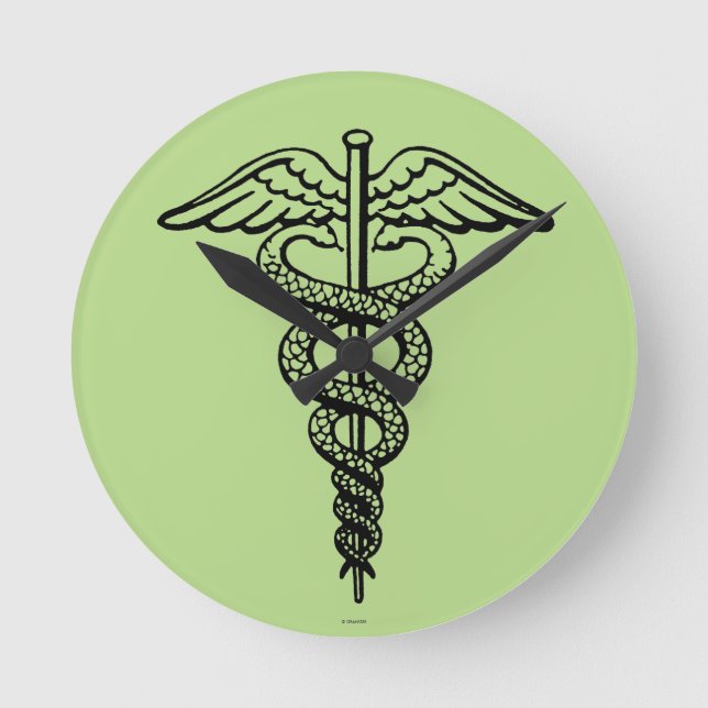 Caduceus-symbolen Rund Klocka (Framsida)