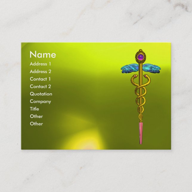 CADUCEUS TOPAZ, vibrerande gult för rosa i guld Visitkort (Framsida)