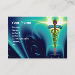 CADUCEUS, vibrant blue turquase guld ametyst Visitkort