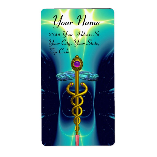 CADUCEUS, vibrant guld ametyst, blåturkvas Fraktsedel (Framsidan)