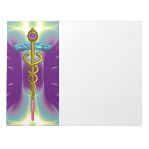 CADUCEUS, vibrant guld ametyst lila rosa,vit Anteckningsblock