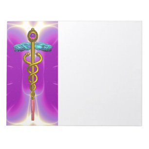 CADUCEUS, vibrant guld ametyst lila rosa,vit Anteckningsblock