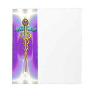 CADUCEUS, vibrant guld ametyst lila,vit Anteckningsblock