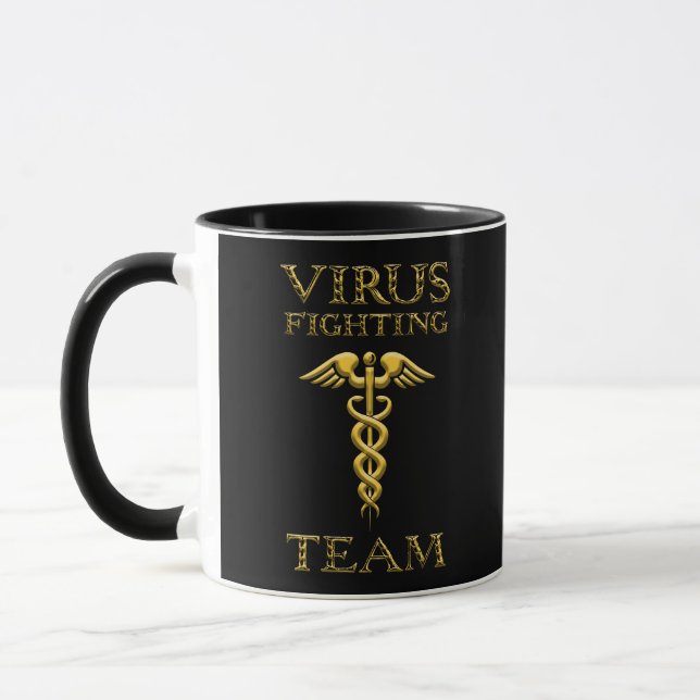 Caduceus Virus Fighing Team Gult on Black Mugg (Vänster)