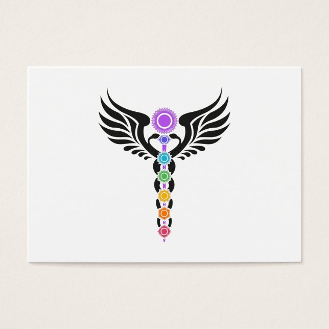 Caduceus - Winged Serpent- Kundalini - 7 Chakras Visitkort (Framsidan)