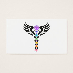 Caduceus - Winged Serpent - Kundalini - 7 Chakras Visitkort