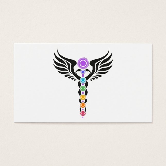 Caduceus - Winged Serpent- Kundalini - 7 Chakras Visitkort (Framsidan)