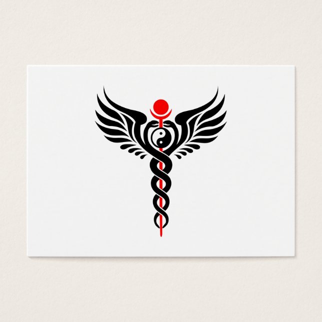 Caduceus - Yin Yang - Winged Serpent - Hermetic Visitkort (Framsidan)