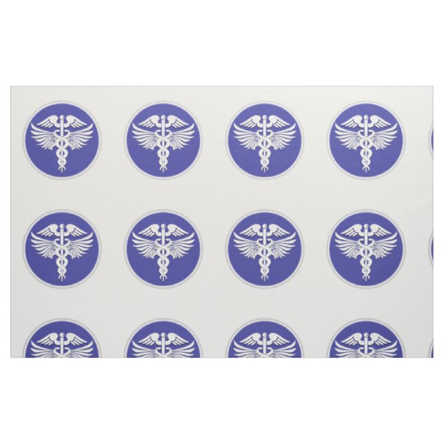 Caduceusläkarundersökningen undertecknar blåttvit tyg (Fat Quarter)