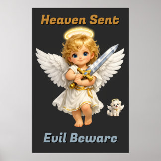 Cael och Halo Himmelskickad Ondska Var försiktig Poster