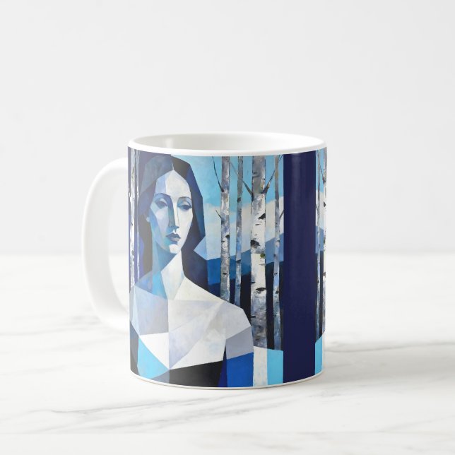 "Caeliths" Pose – En Abstrakt Porträtt Kaffemugg (Framsida vänster)